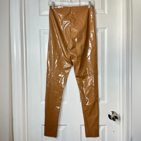 COMMANDO Beige Classic Patent Faux-Leather Firming Pants Leggings size L - Picture 3 of 7
